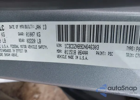 2013 Dodge Avenger Se z USA, uszkodzony, nr VIN 1C3CDZAB9DN646303